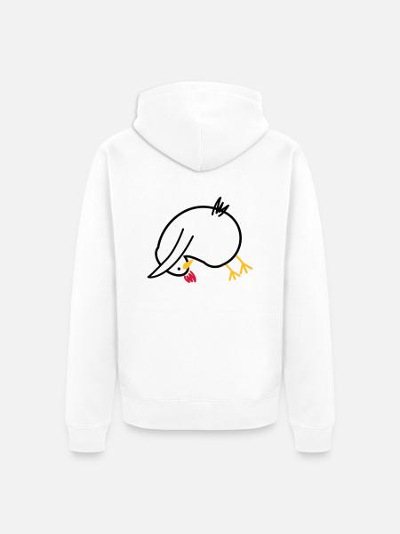 Yoga-Huhn "Hund" - Unisex Premium Bio Zip Hoodie - Weiß