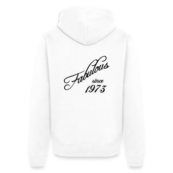 Fabulous since 1973 - Unisex Premium Organic Zip Hoodie - white - Back - Thijin (182cm)