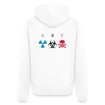 ABC - Atomic Biological Chemical - Unisex Premium Bio Zip Hoodie - Weiß - Hinten - Thijin (182cm)