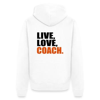 Trainer - Unisex Premium Bio Zip Hoodie - Weiß - Hinten - Thijin (182cm)