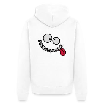 Normal Is Boring Smiley - Unisex Premium Organic Zip Hoodie - white - Back - Thijin (182cm)