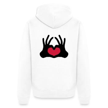 form umriss 2 haende paar team hand zeichen halbes - Unisex Premium Bio Zip Hoodie - Weiß - Hinten - Thijin (182cm)