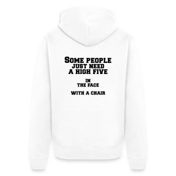 some people - Unisex Premium Bio Zip Hoodie - Weiß - Hinten - Thijin (182cm)