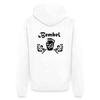 BEMBEL - Bembeltown Frankfurt Souvenirs - Unisex Premium Bio Zip Hoodie - Weiß - Hinten - Thijin (182cm)