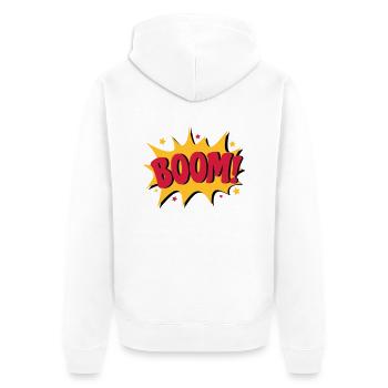 Boom - Unisex Premium Bio Zip Hoodie - Weiß - Hinten - Thijin (182cm)