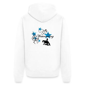 Westernriding Slider Tribal Sterne - Unisex Premium Bio Zip Hoodie - Weiß - Hinten - Thijin (182cm)
