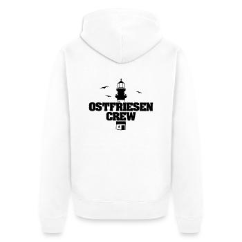 ostfriesen_crew_ly1 - Unisex Premium Bio Zip Hoodie - Weiß - Hinten - Thijin (182cm)