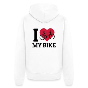 I love my bike - Unisex Premium Bio Zip Hoodie - Weiß - Hinten - Thijin (182cm)