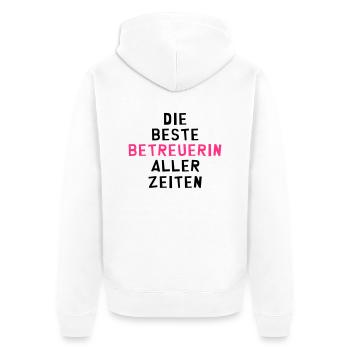 Betreuer Betreuerin Gruppenleiter Kind Gastgeber - Unisex Premium Bio Zip Hoodie - Weiß - Hinten - Thijin (182cm)