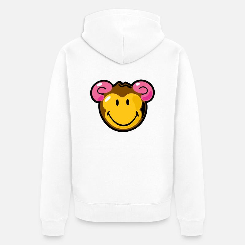 Smiley Monkey - Veste à capuche bio Premium Unisexe - blanc