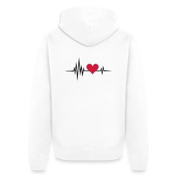 Heart rate, pulse, heartbeat, I love you, Infinity - Unisex Premium Organic Zip Hoodie - white - Back - Thijin (182cm)
