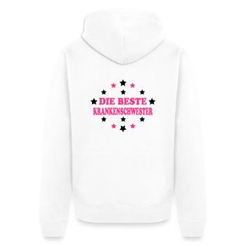 Doktor / Arzt / KRANKENSCHWESTER / physio / - Unisex Premium Bio Zip Hoodie - Weiß - Hinten - Thijin (182cm)