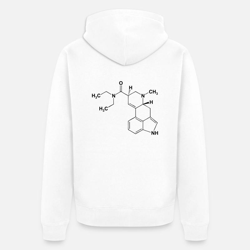 LSD Lysergsäurediethylamid Molekül - Unisex Premium Bio Zip Hoodie - Weiß