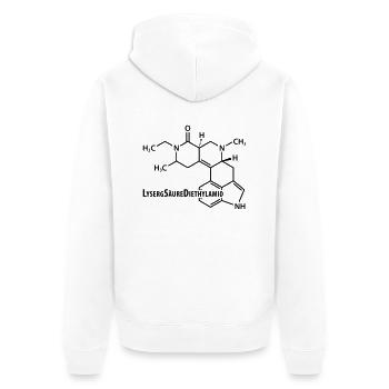 LSD Strukturformel Acid Techno-Szene Drogen Rausch - Unisex Premium Bio Zip Hoodie - Weiß - Hinten - Thijin (182cm)