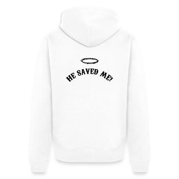 he_saved_me_001 - Unisex Premium Organic Zip Hoodie - white - Back - Thijin (182cm)