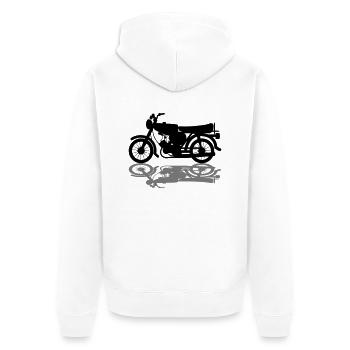 Fahrzeug - Simson - Unisex Premium Bio Zip Hoodie - Weiß - Hinten - Thijin (182cm)