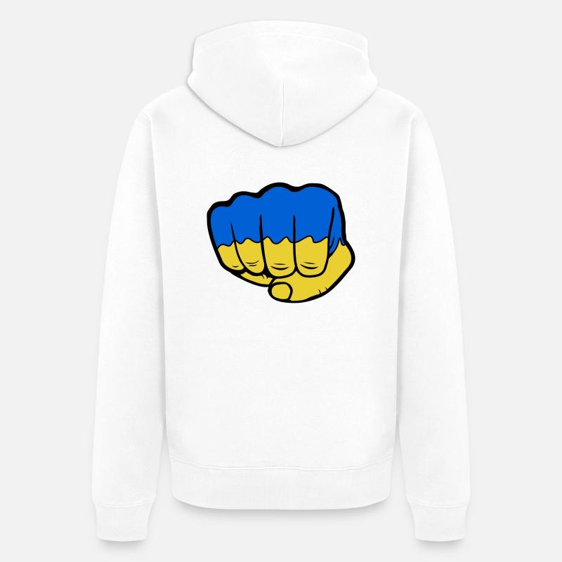 Ukraine Drapeau Faust - Veste à capuche bio Premium Unisexe - blanc