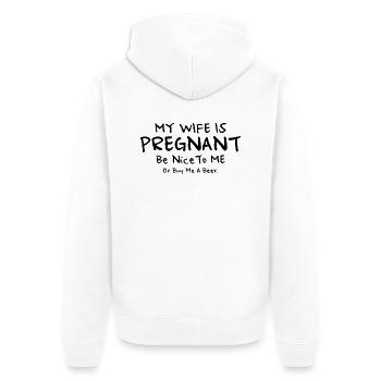 Ma femme est enceinte Sois gentille avec moi - Veste à capuche bio Premium Unisexe - blanc - Dos - Thijin (182cm)