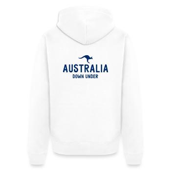 Australia - Down Under - Australia - Kangaroo - Unisex Premium Organic Zip Hoodie - white - Back - Thijin (182cm)