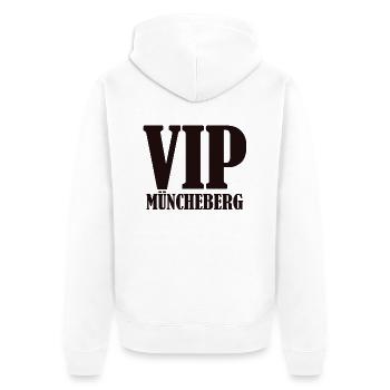 VIP Müncheberg - Unisex Premium Bio Zip Hoodie - Weiß - Hinten - Thijin (182cm)
