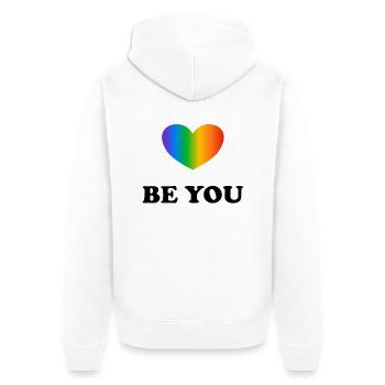 Be You LGBT Rainbow Heart Pride Month - Unisex Premium Organic Zip Hoodie - white - Back - Thijin (182cm)