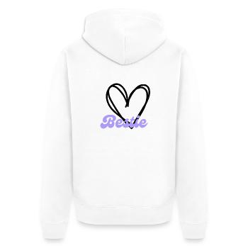 Bestie Herz lila - Freundschaft - Unisex Premium Bio Zip Hoodie - Weiß - Hinten - Thijin (182cm)