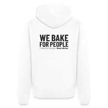 we_bake_for_people - Unisex Premium Bio Zip Hoodie - Weiß - Hinten - Thijin (182cm)