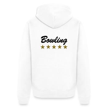 Bowling - Unisex Premium Bio Zip Hoodie - Weiß - Hinten - Thijin (182cm)