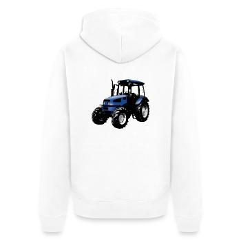 tractor blue - Unisex Premium Organic Zip Hoodie - white - Back - Thijin (182cm)