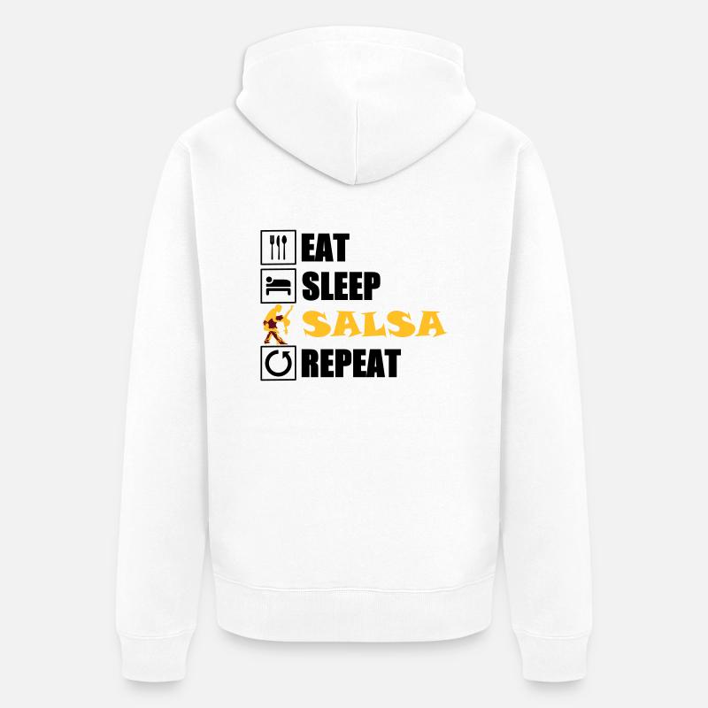 eat sleep SALSA repeat - Unisex Premium Bio Zip Hoodie - Weiß