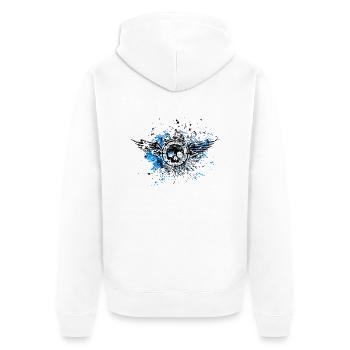 Skullwings - Unisex Premium Bio Zip Hoodie - Weiß - Hinten - Thijin (182cm)