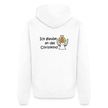 Ich glaube an das Christkind - Unisex Premium Bio Zip Hoodie - Weiß - Hinten - Thijin (182cm)