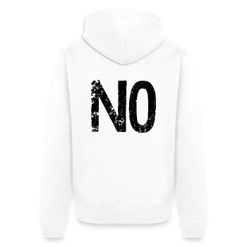 NO - Unisex Premium Bio Zip Hoodie - Weiß - Hinten - Thijin (182cm)