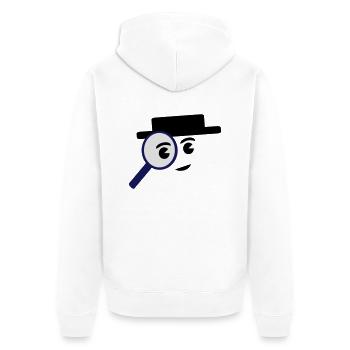 investigate - Unisex Premium Bio Zip Hoodie - Weiß - Hinten - Thijin (182cm)