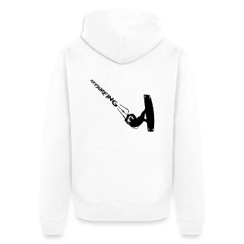 Kitesurfing Unhooked - Unisex Premium Bio Zip Hoodie - Weiß - Hinten - Thijin (182cm)