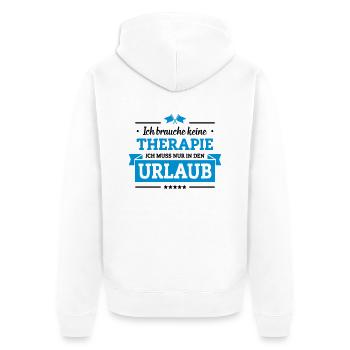 Nur in den Urlaub - Unisex Premium Bio Zip Hoodie - Weiß - Hinten - Thijin (182cm)