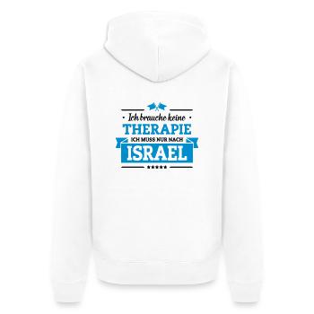 Nur nach Israel - Unisex Premium Bio Zip Hoodie - Weiß - Hinten - Thijin (182cm)