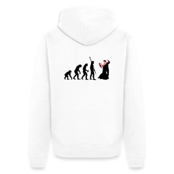 evolution_tanzpaar_a_2c - Unisex Premium Bio Zip Hoodie - Weiß - Hinten - Thijin (182cm)