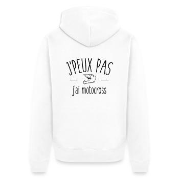 Je peux pas j'ai motocross - Veste à capuche bio Premium Unisexe - blanc - Dos - Thijin (182cm)