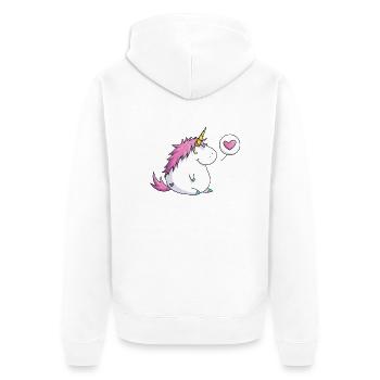 Fat Unicorn with Heart - Unisex Premium Bio Zip Hoodie - Weiß - Hinten - Thijin (182cm)
