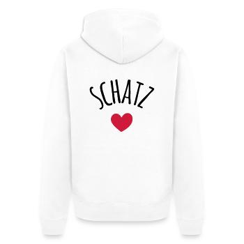 Schatz - Unisex Premium Bio Zip Hoodie - Weiß - Hinten - Thijin (182cm)