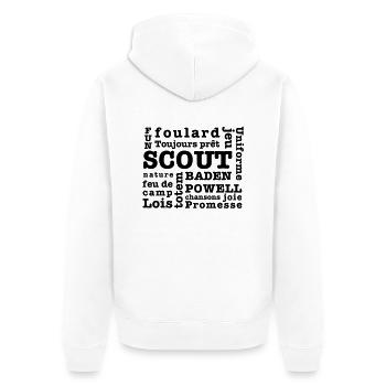 Scout Wörter - Unisex Premium Bio Zip Hoodie - Weiß - Hinten - Thijin (182cm)