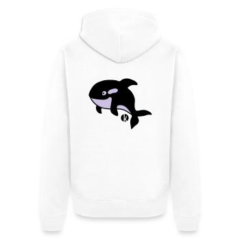 Orka - Orca - Wal - Whale - Unisex Premium Bio Zip Hoodie - Weiß - Hinten - Thijin (182cm)