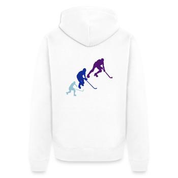 rink hockey silhouette player6 animation - Veste à capuche bio Premium Unisexe - blanc - Dos - Thijin (182cm)