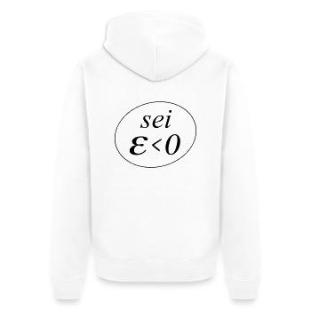 sei Epsilon größer Null - Unisex Premium Bio Zip Hoodie - Weiß - Hinten - Thijin (182cm)