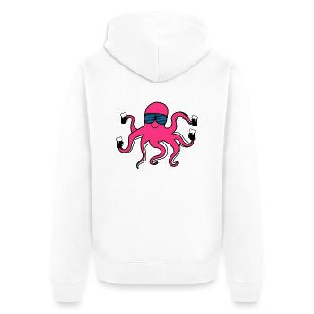 krake_mit_bier - Unisex Premium Organic Zip Hoodie - white - Back - Thijin (182cm)