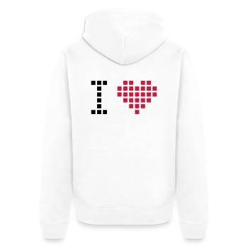 i love pixel - Unisex Premium Bio Zip Hoodie - Weiß - Hinten - Thijin (182cm)