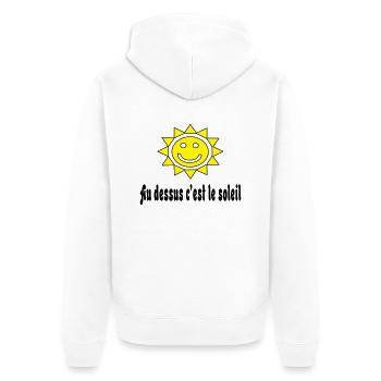 Au dessus c'est le soleil - Unisex Premium Organic Zip Hoodie - white - Back - Thijin (182cm)