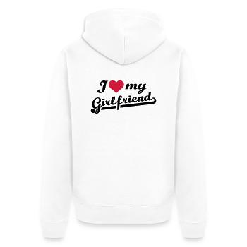 I love my girlfriend - Veste à capuche bio Premium Unisexe - blanc - Dos - Thijin (182cm)