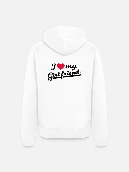I love my girlfriend - Unisex Premium Organic Zip Hoodie - white
